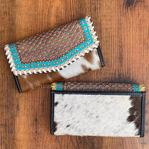 มาใหม่มือเครื่องมือแกะสลักกระเป๋าสตางค์คลัทช์เคสโทรศัพท์กระเป๋าสตางค์มีสไตล์สําหรับผู้หญิงหลายใช้ตะวันตกเสือดาวขนหนังกระเป๋าสตางค์ - Product Image 5