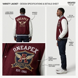 Blouson universitaire bordeaux en laine avec manches en cuir, col et poignets en tricot côtelé, fermeture à boutons-pression, logo personnalisé, streetwear, vêtement d'extérieur pour homme - Product Image 5