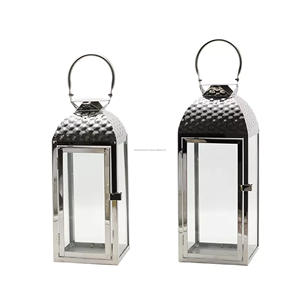 Lanterne à bougie en acier inoxydable, porte-bougie suspendu en métal pour décor de vacances, porte-bougie Portable lanterne - Product Image 1