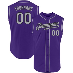 Camiseta de Béisbol Personalizada Morada sin Mangas con Nombre del Equipo 00, Impresión Sublimada, Malla Transpirable, Unisex para Adultos - Product Image 1