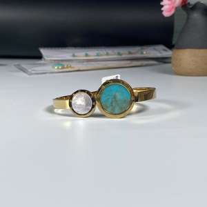 กำไลข้อมือเทอร์ควอยซ์สีเขียวหรูหราของผู้หญิงสไตล์คลาสสิก - Product Image 2