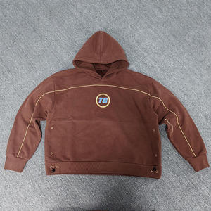 Conjunto de Sudadera con Capucha y Pantalones Deportivos Holgados de Felpa 100% Algodón de Alta Calidad para Otoño, con Bordado Personalizado y Diseño Gráfico, Color Marrón - Product Image 3
