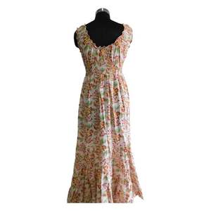 Robe à smocks robe longue en coton imprimé bloc robe de soirée design - Product Image 3