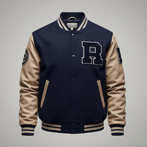 Chaqueta Bomber Unisex de Alta Calidad con Revestimiento de Camuflaje, Cuerpo de Lana, Mangas de Cuero, Resistente al Viento e Impermeable, Diseño Personalizado - Product Image 3