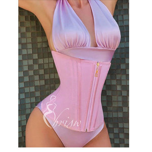 1 unidad Faja reductora de cintura tipo reloj de arena con cremallera, de alta compresión, moldeadora de cuerpo, corsé bajo busto de látex para mujer - Product Image 2