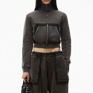 Survêtement personnalisé vintage délavé et déchiré, pantalon à capuche zippé, coupe courte, haute qualité, poids lourd, 100% coton, antibactérien, 2 en 1 - Product Image 1