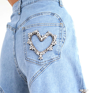 Starlight กางเกงยีนส์ผู้ชายคุณภาพสูงลายหัวใจเพชรเทียมลายเสือดาววินเทจสีฟ้าซักเสื้อผ้าถนนย้อมสีล้วน - Product Image 5