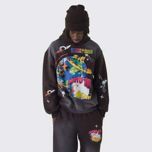 Sudadera con capucha térmica de gran tamaño para hombre de alta calidad con estampado de pantalla personalizado de algodón mezclado para la temporada de invierno - Product Image 1