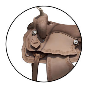 Juego de sillín de cuero genuino occidental hecho a mano para equitación, diseño de brida y cuello de pecho para carreras de barriles - Product Image 3
