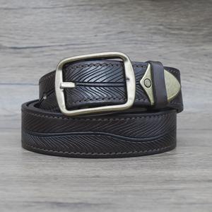 Thick Double-sided Belt Luxury Tactical <b>Jeans</b> Belt Genuine Leather Belt for Men's Pure Copper Custom leather belt Handcrafted - Product Image 3