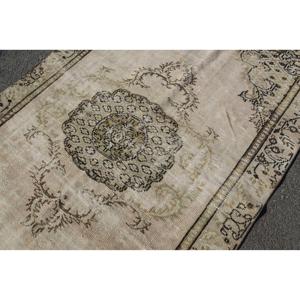 พรมวินเทจขนาดใหญ่ 5.3x8.3 ฟุต พรมลายทางสีเบจสไตล์ตุรกี - Product Image 5