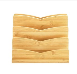 Organisateur de bureau et de courrier vertical à 4 fentes en bambou Serenity Organisateur de bureau pour le bureau, l'école et la décoration intérieure - Product Image 1