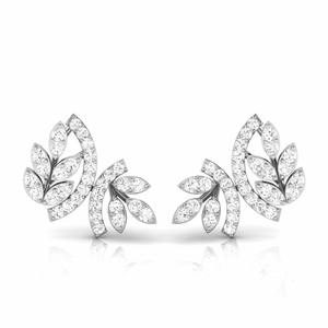 Boucles d'oreilles serties de diamants en moissanite avec un design élégant en forme de feuille, boucles d'oreilles en argent sterling 925 élégantes pour femmes - Product Image 1