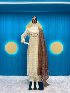 TENDANCE RAMZAN ROBE SPÉCIALE FAUX GEORGETTE SÉQUENCE BRODÉ TOP ET PANTALON DE TRAVAIL AVEC TRAVAIL DUPATTA SET FESTIVALS SUITS - Product Image 6