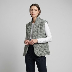 Gilet in Poliestere e Lino con Motivo a Quadri e Tasche Funzionali - Product Image 1