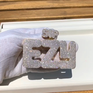 Colgante de Lujo con Letra EZH Personalizada, con Moissanita de 25 Quilates, Estilo Hip Hop, con Piedras Brillantes, Acabado en Oro sobre Plata 925, Premium - Product Image 2