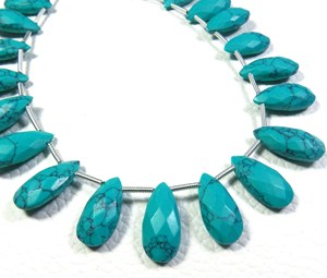 Mohave Turquoise Hydro hạt 24 pcs Sky Blue Turquoise thạch anh Pear hạt 15x7mm mohave Turquoise Glass mặt hạt - Product Image 6