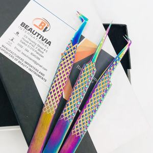 Pince à épiler d'extension de cils plasma arc-en-ciel en acier inoxydable durable de haute qualité pointe pointue en gros - Product Image 3
