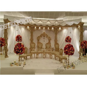 Escenario de madera de boda de estilo abierto y Mandap boda india Configuración de escenario abierto de madera tradicional escenario de media luna de madera Cum Mandap - Product Image 1