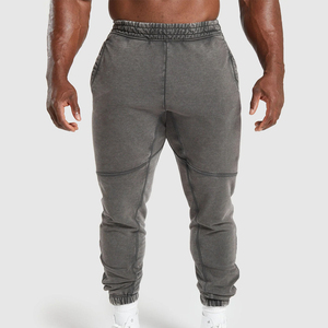 Haute qualité taille élastique hommes survêtement pantalons de survêtement vente chaude coton polaire pantalons décontractés taille moyenne plaine teint toile - Product Image 1