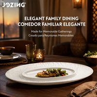 Plat de service ovale en porcelaine écologique JOZING de 16 pouces, texture en chevron, blanc