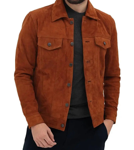 Venta al por mayor de moda de los hombres chaqueta de cuero de moda de los hombres de gamuza chaqueta de cuero de alta calidad - Product Image 4