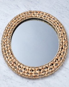 Miroir mural rond Boho fait à la main, décor jonc de mer pour la maison, motif végétal, tenture murale faite au Vietnam, format corde inclus - Product Image 6