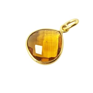 Elegant 925 Sterling <b>Silver</b> Bezel Setting Handmade 12mm Citrine <b>Heart</b> Pendant for Children Birthstone <b>Necklace</b> Charm for Fashion - Product Image 1