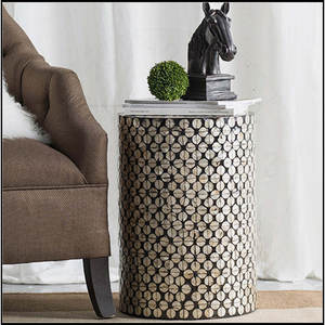 Juego de Mesa de Centro y Taburete con Incrustaciones de Madreperla, Moderno, Ecológico y de Alta Calidad, Muebles para Sala de Estar, Más Vendido - Product Image 2