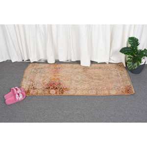 พรมตุรกีวินเทจสีน้ำตาล1.8x3.9ft การออกแบบการเย็บปะติดปะต่อกันด้วยผ้าขนสัตว์ถักแบบแบนสำหรับตกแต่งห้องนั่งเล่นน้ำยางยาว4เมตร - Product Image 4