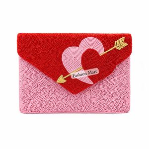 Bolso de Mano Tipo Sobre con Cuentas Hechas a Mano para San Valentín, Bolso de Noche con Cuentas de Semillas - Product Image 3