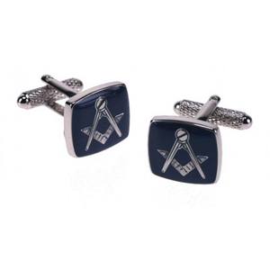 Masonic Cufflinks in Blue with Square & Compass - Product Image 1