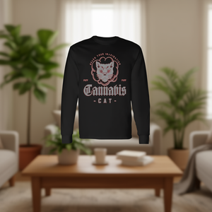 T-shirt à manches longues Cannabis Cat Weed Strain Stoner Tee - Product Image 3