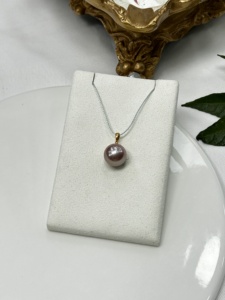 Pendentif en or 18 carats avec perle d'eau douce de 14-15 mm, grand collier avec pendentif en perle ronde, bijoux fins pour femmes - Product Image 3