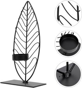 Elegant Modern <b>Leaf</b> Shaped Candle Holder Golden Colored Metallic Wire Frame Tabletop Decorative Candle Stand for Home Decoration - Product Image 6