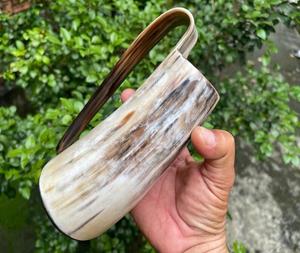 Indian Artisans Craftmanship Real Buffalo Ox Natural <b>Horn</b> made Polish Finish <b>Horn</b> Mug Tankard High Built for <b>VIKINGS</b> & Nors - Product Image 4