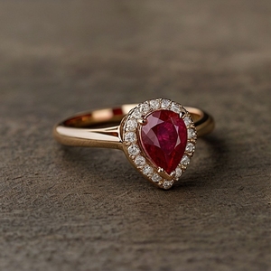 Anillo de Oro Sólido con Sangre de Paloma, Rubí Clásico, Halo Personalizado, 10K, 14K, 18K, Platino, Joyería Fina, Reliquia de Calidad para Bodas - Product Image 6