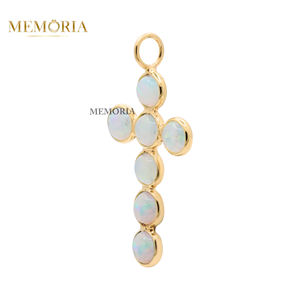 Forma redonda natural ópalo australiano piedra preciosa 18K oro amarillo sólido hecho a mano mujeres colgante joyería para venta al por mayor - Product Image 4