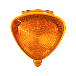 Feux de signalisation triangulaires à LED solaires clignotants, lampe en plastique ABS jaune pour la sécurité routière - Product Image 1