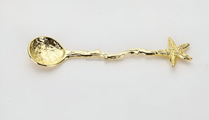 <b>Antique</b> Starfish Embossed Straight Handle Drop-shaped Spoon bowl 5 Pieces Coffee Spoons <b>Set</b> - Product Image 5