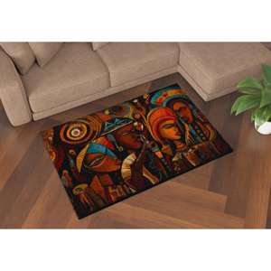 Tapis imprimé femme africaine - Design vibrant pour les espaces modernes, tapis en velours - Product Image 1