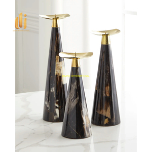 Candelabros de cono de mármol negro elegante soporte decorativo alto con tapa dorada para velas de Pilar centro de mesa de boda moderno para el hogar - Product Image 2