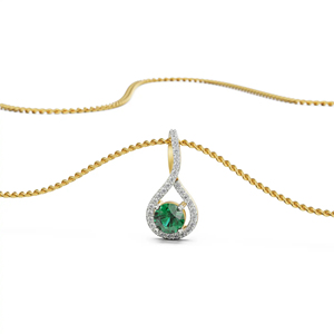 Luxury <b>Emerald</b> Green <b>Pendant</b> Necklace with Cubic Zirconia | Gold Plated Teardrop Necklace for Women Bridal Jewelry - Product Image 2