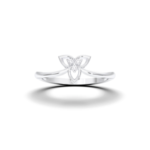 Juego de puntas de diamante de corte redondo de 0,05 quilates, anillo de susurro de pétalo hecho a mano en plata para ella - Product Image 1