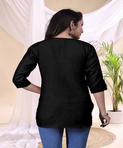 PRENDA ÉTNICA DE ALGODÓN ESTILO TESLA CON BOTONES EN LA PARTE DELANTERA, SOLO PARA USO DIARIO, PRECIO AL POR MAYOR, COLOR NEGRO - Product Image 2