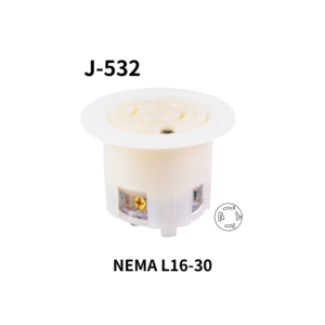 Prise à verrouillage rotatif compatible Hubbell J-532 NEMA L16-30 Entrée à bride Industrielle 480V 30A NFC - Product Image 1