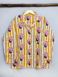 Ensemble de pyjama de nuit pour femmes, en coton premium rayé, taille élastique, été/hiver, respirant, vêtements de détente, vêtements de nuit - Product Image 5