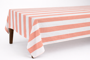 Mantel Rectangular a Rayas, Color Durazno y Blanco, Cubierta de Mesa de Comedor de Algodón - Product Image 4