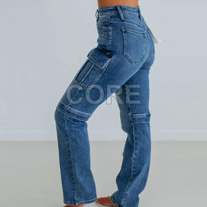 Meilleures ventes Jeans cargo multi-poches pour femmes Pantalons jeans cargo multi-poches confortables pour femmes - Product Image 2