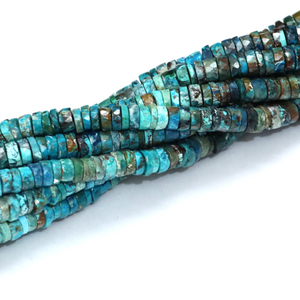 Perles Heishi en chrysocolle de qualité supérieure, forme de pneu facetté, 5-8 mm, 15 pouces, AAA++, pierre précieuse en chrysocolle naturelle, coupe en roue facettée - Product Image 3